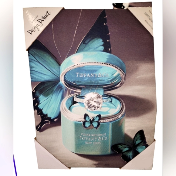 Design District Other - Butterfly and Diamond Ring Return to Tiffany Glitter Canvas Wall Art